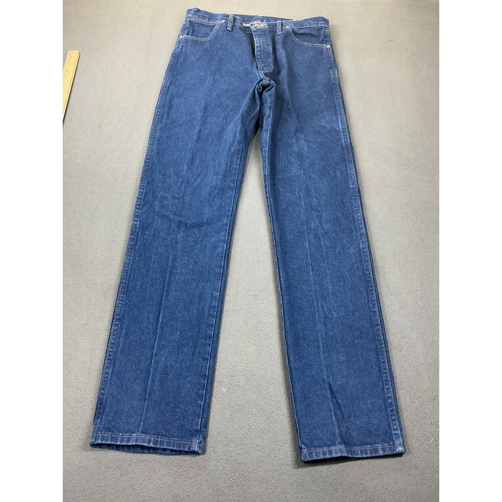 Wrangler Jeans Mens 35x35 Dark Wash Blue Straight Regular Fit Denim A203 4020